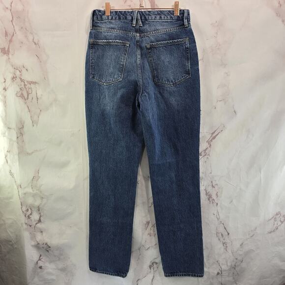 Good American Jeans Womens 4 27 High Rise Denim Dark Wash Fringe Stripe - Picture 5 of 12